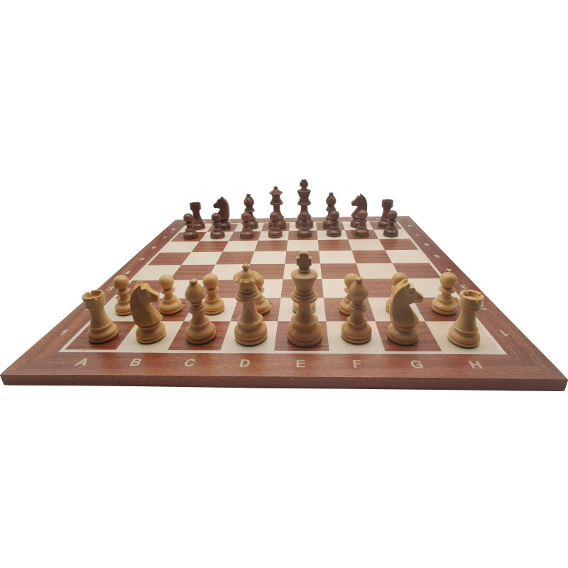 Premium Holzschachset Mahagoni (Koordinaten) German Knight